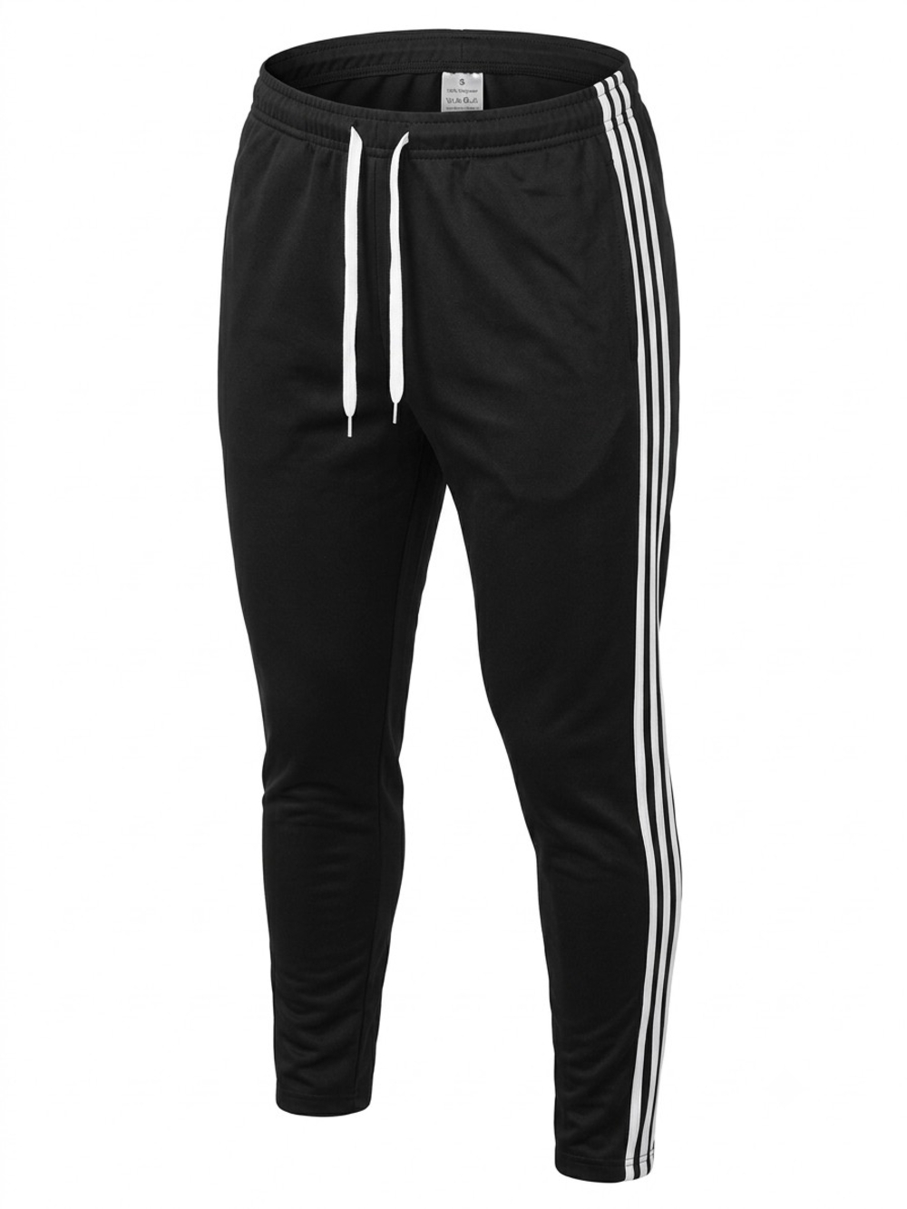 Men's Black Joggers with White Side Stripes